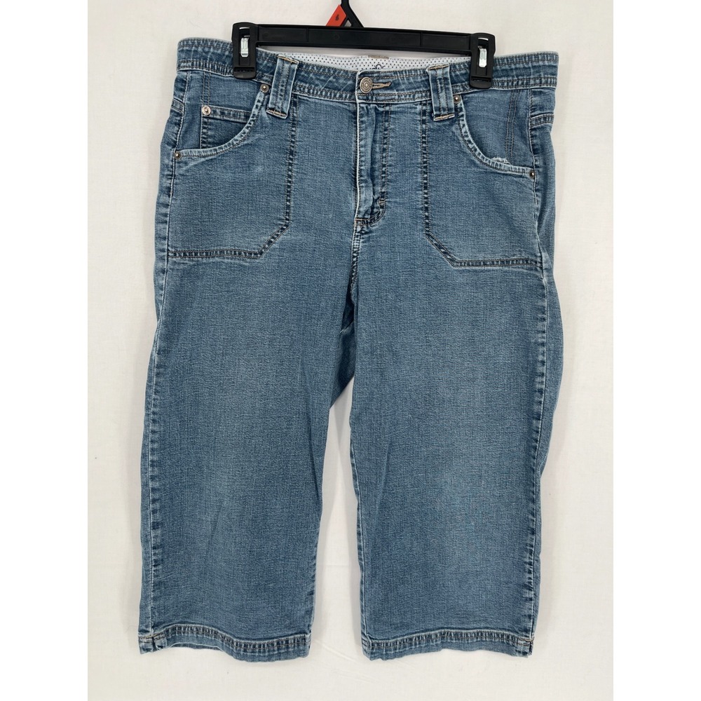 Lee Comfort Waistband Capri Jeans Womens 16M Medium Wash Denim Blue 3204248